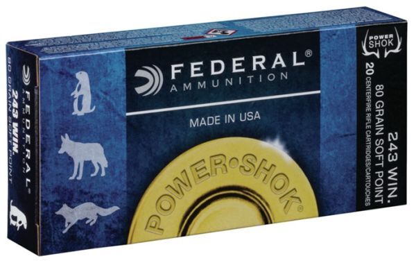 Federal .243 Win 80 gr Speer Hot Core SP Power Shok, 20 Schuss